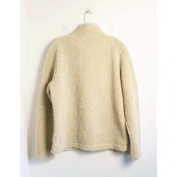 H&M Faux Shearling Jacket Teddy Coat Beige Cream Cozy Warm Fall Full zip ivory - Picture 5 of 9